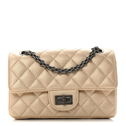 Chanel Metallic Sheepskin Quilted 2.55 Reissue Mini Flap Beige 1 of 11