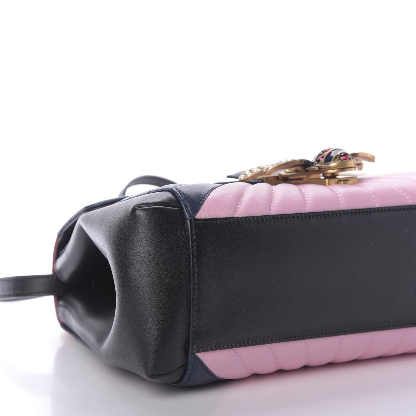 Calfskin Bamboo Trapuntata Queen Margaret Top Handle Bag Blue Agata Hibiscus Red Mystic White Sugar Pink