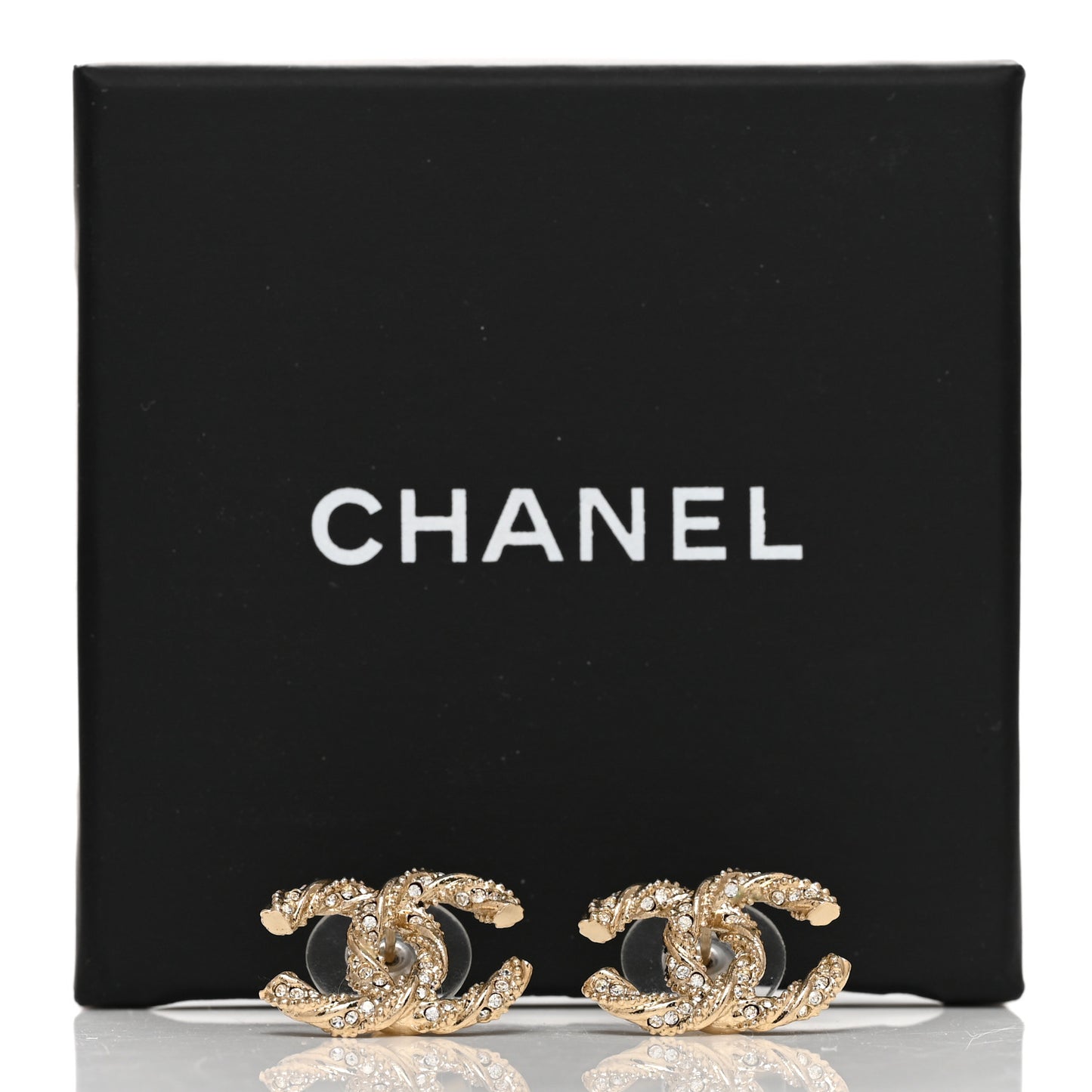 Crystal Twisted CC Earrings Gold