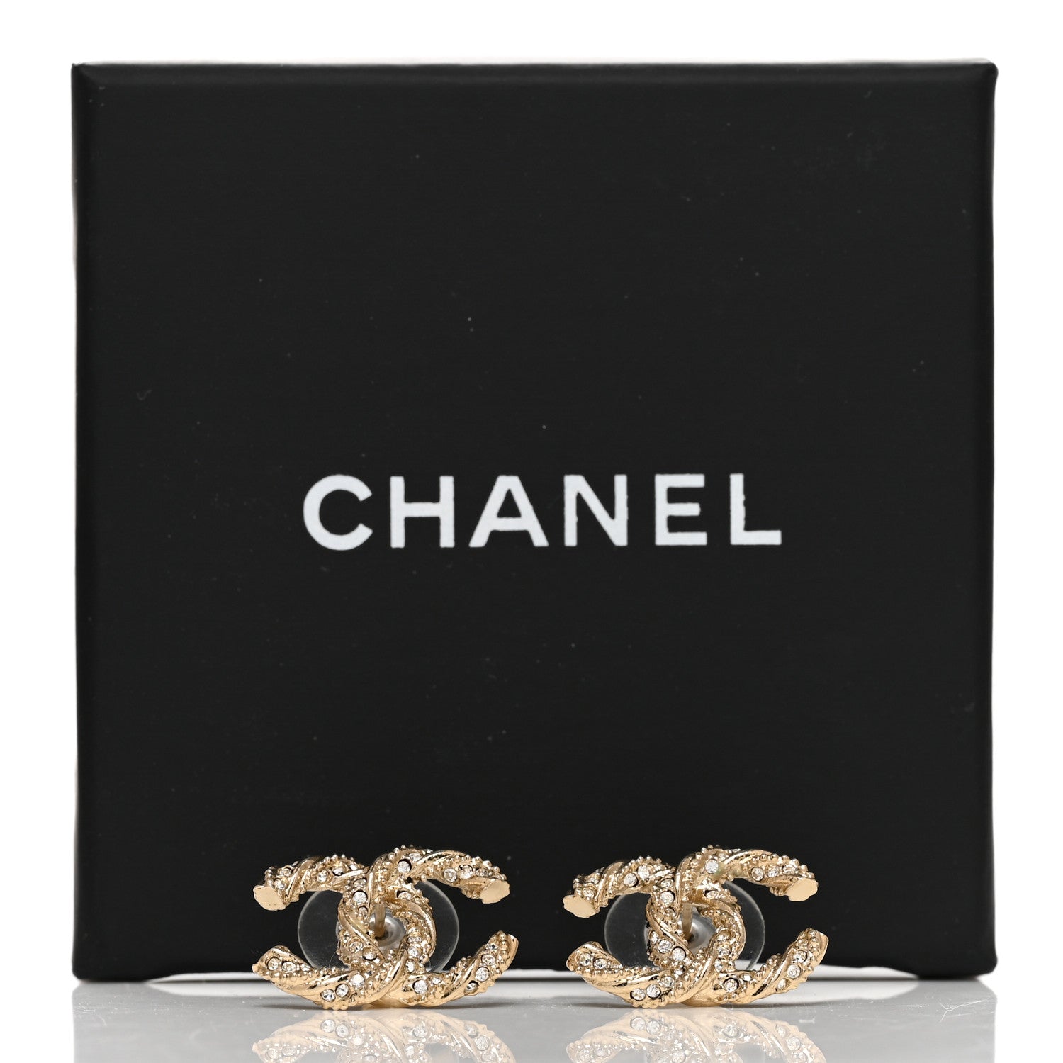 Chanel Crystal Twisted CC Earrings Gold 5 of 5