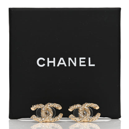 Chanel Crystal Twisted CC Earrings Gold 5 of 5
