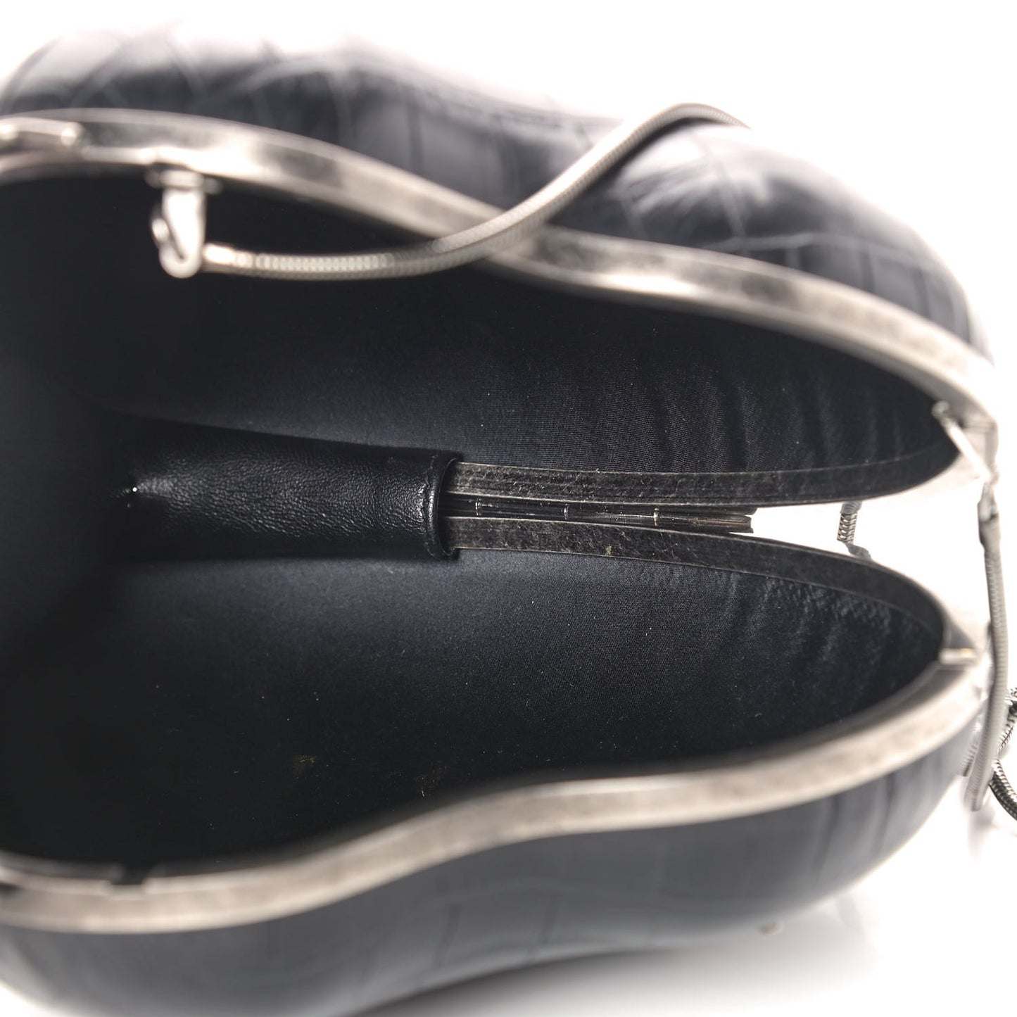 Calfskin Crocodile Embossed Monogram Love Box Bag Black