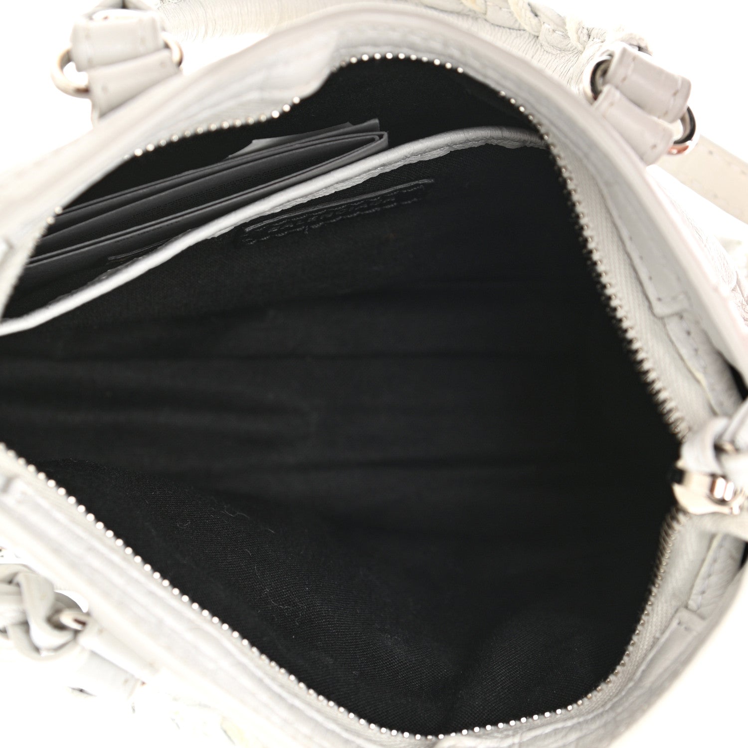 Balenciaga Matte Supple Lambskin Crocodile Embossed Classic Silver Hardware Nano City White 4 of 11