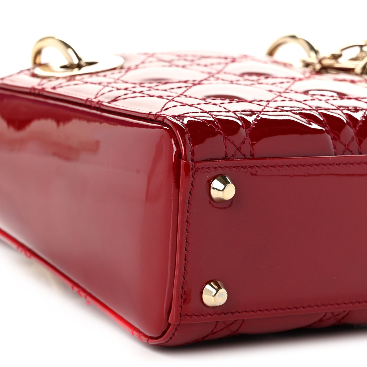 Patent Cannage Mini Lady Dior Red