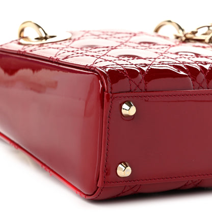 Christian Dior Patent Cannage Mini Lady Dior Red 9 of 10