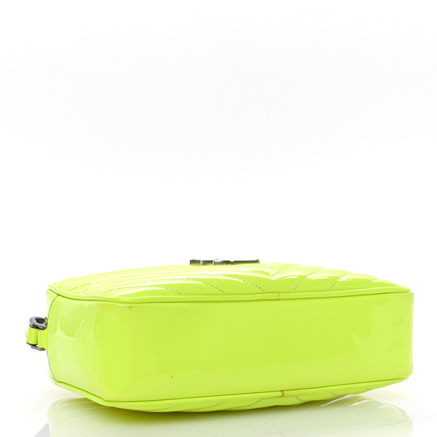 Saint Laurent Patent Calfskin Matelasse Monogram Lou Camera Bag Neon Yellow 4 of 13