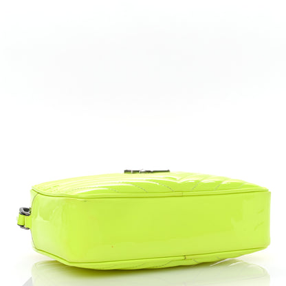 Saint Laurent Patent Calfskin Matelasse Monogram Lou Camera Bag Neon Yellow 4 of 13