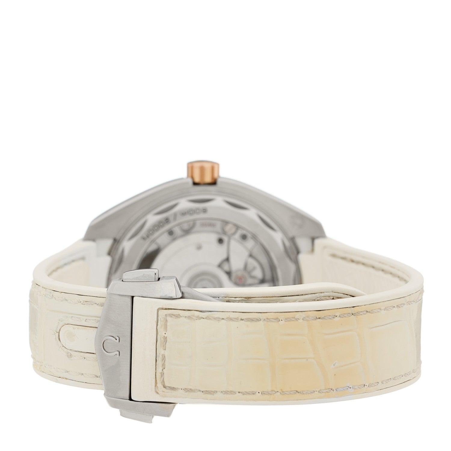Omega Stainless Steel 18K Sedna Gold Alligator 39.5mm Seamaster Planet Ocean Co-Axial Automatic Watch White 215.23.40.20.04.001 4 of 5