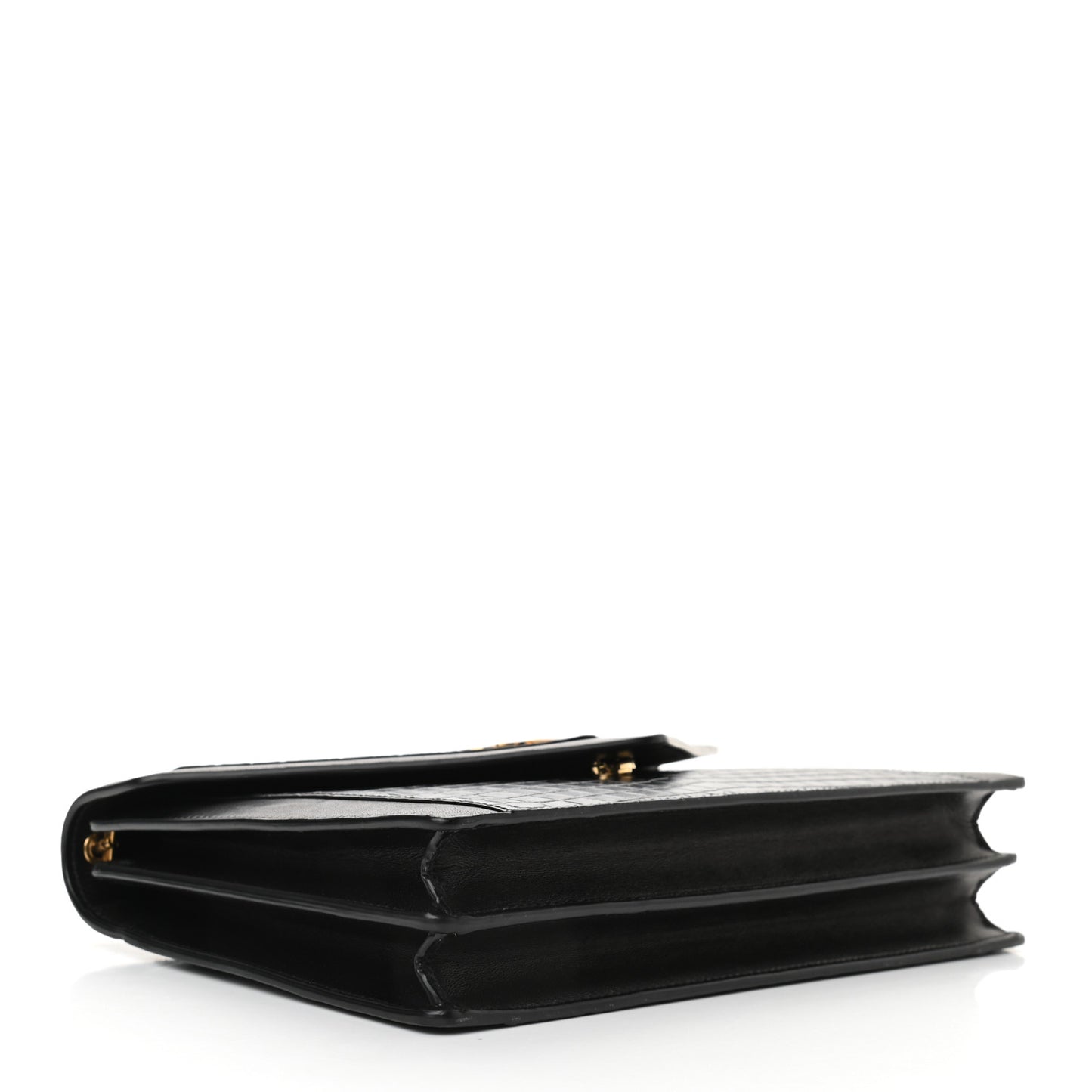 Calfskin Crocodile Embossed Gaby Satchel Black