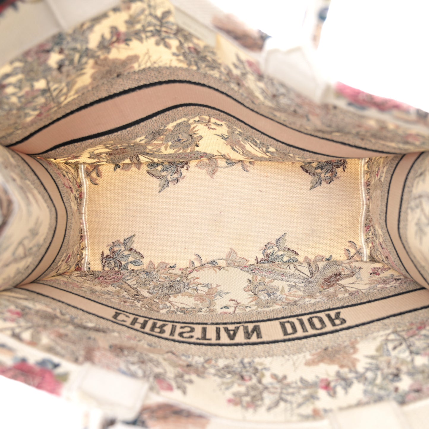 Canvas Embroidered Large Jardin D'Hiver Book Tote Latte Multicolor