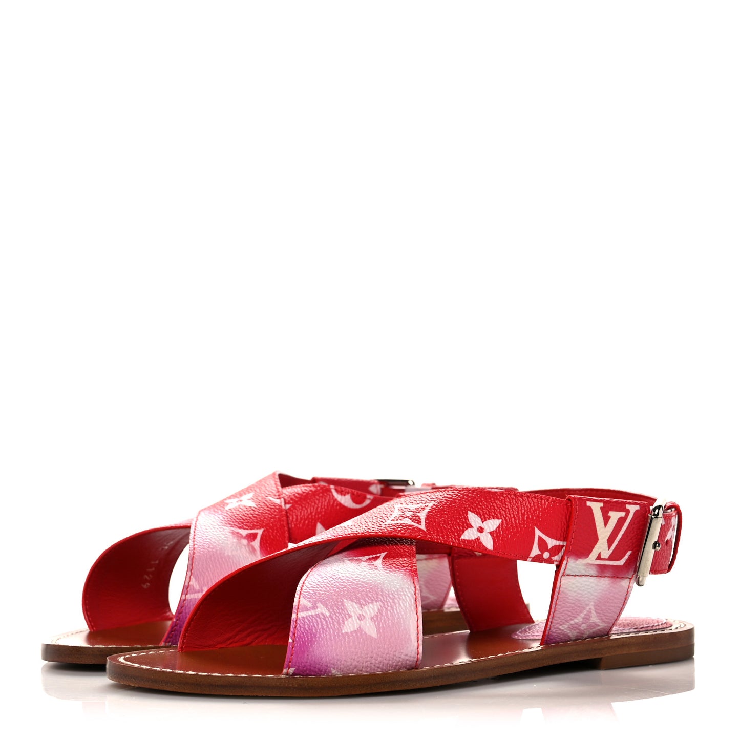 Monogram Escale Palma Flat Sandals 38 Rouge