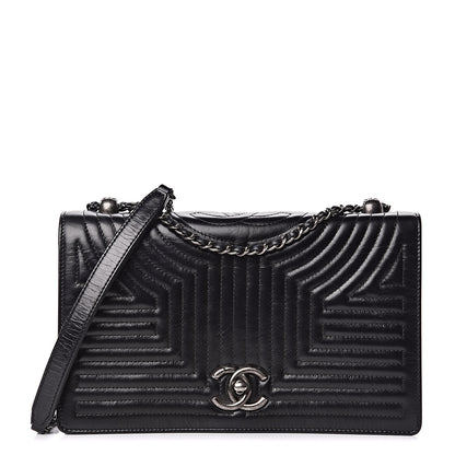 Chanel Glazed Calfskin Quilted Medium Korean Garden Flap Black 1 of 12