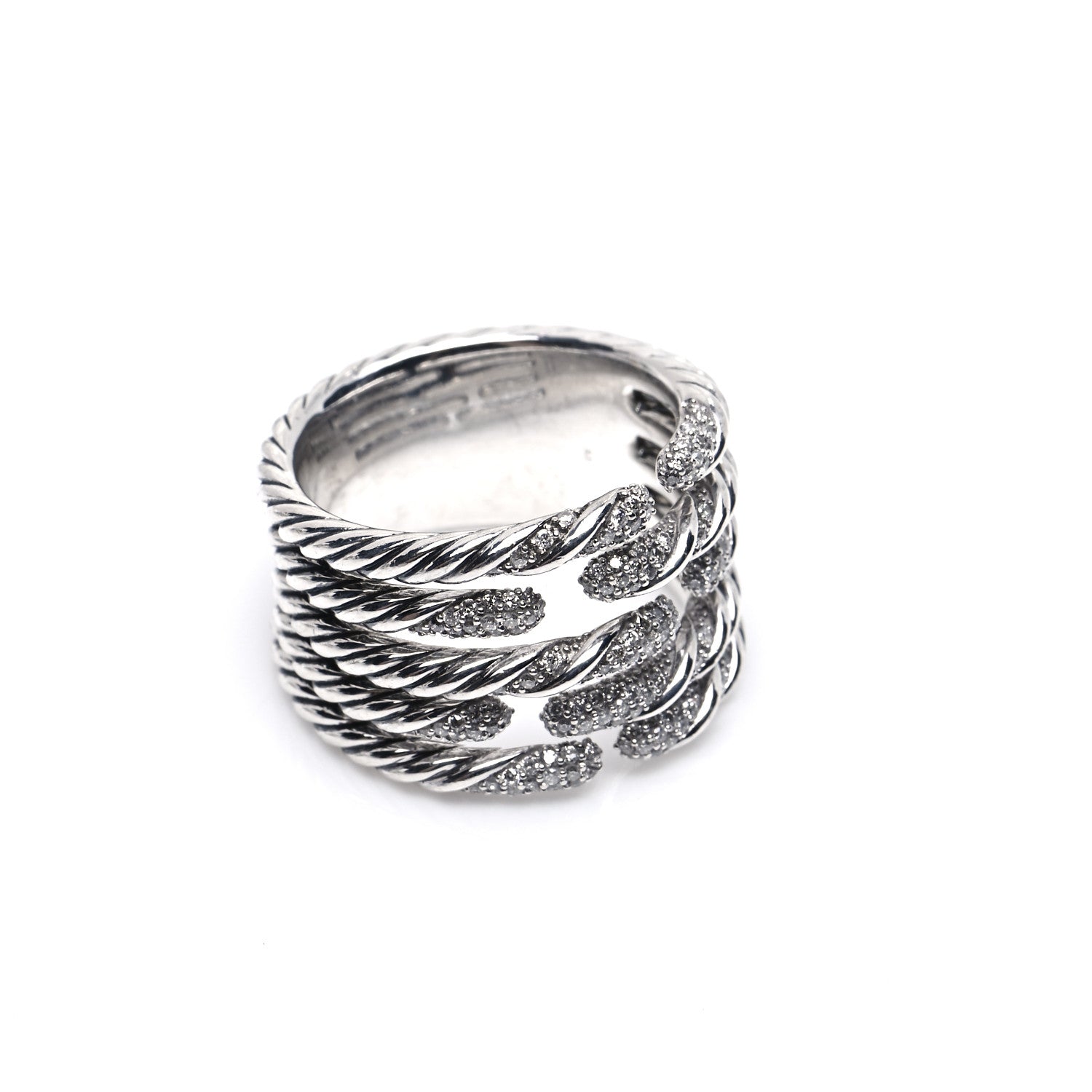 David Yurman Sterling Silver Diamond Willow Five Row Ring 57 8 4 of 5