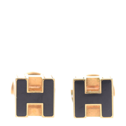 Hermes Gold Lacquered Cage d'H Earrings Black 1 of 4