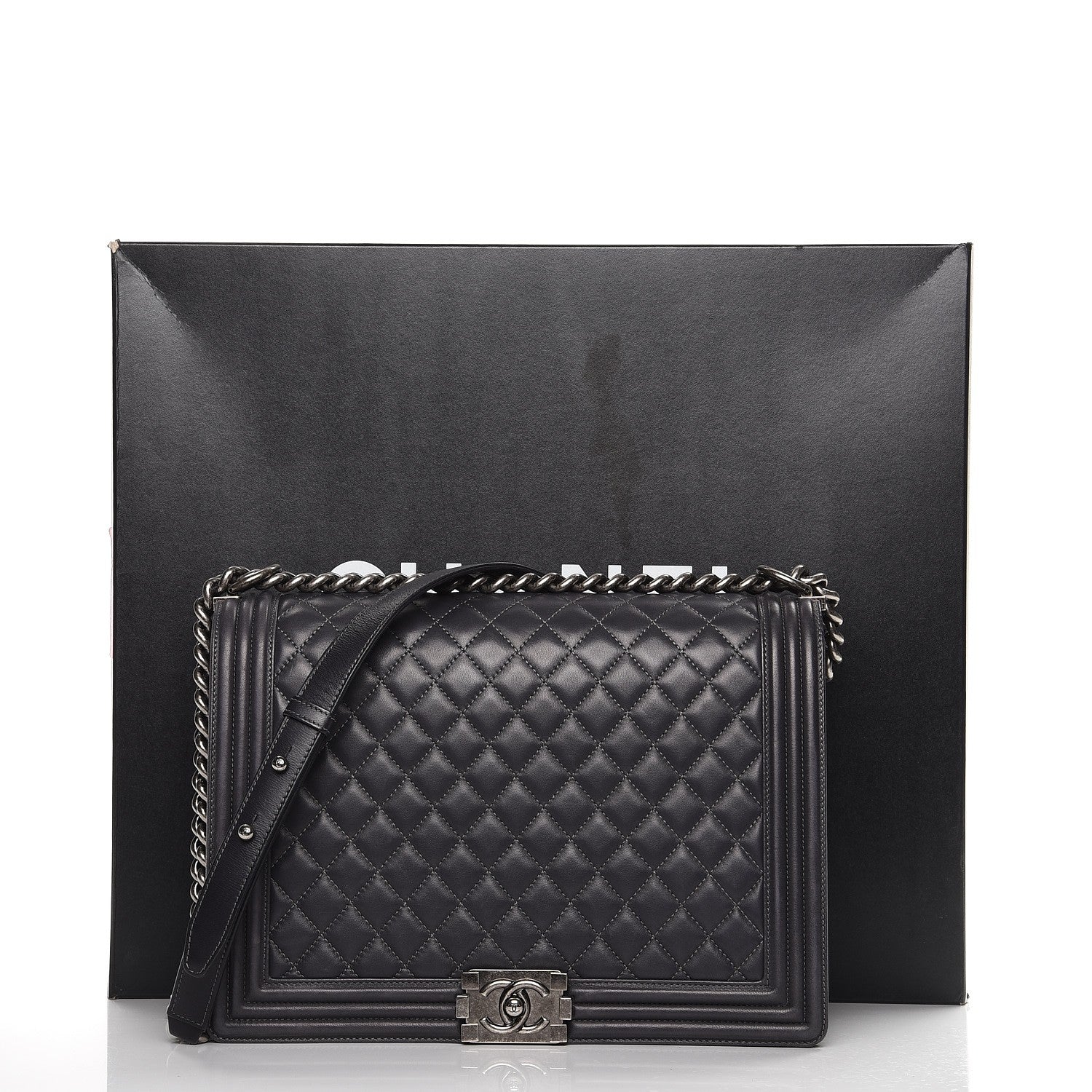 Chanel Lambskin Quilted Large Boy Flap Grey 11 of 11