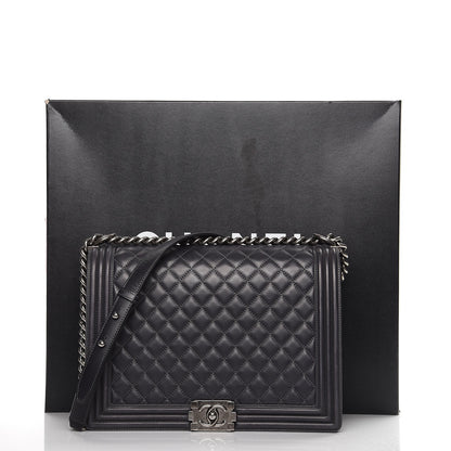 Chanel Lambskin Quilted Large Boy Flap Grey 11 of 11