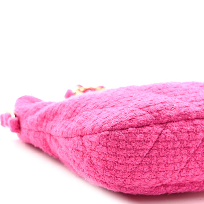 Chanel Cashmere Tweed Quilted CC Links Hobo Fuchsia 9 of 10