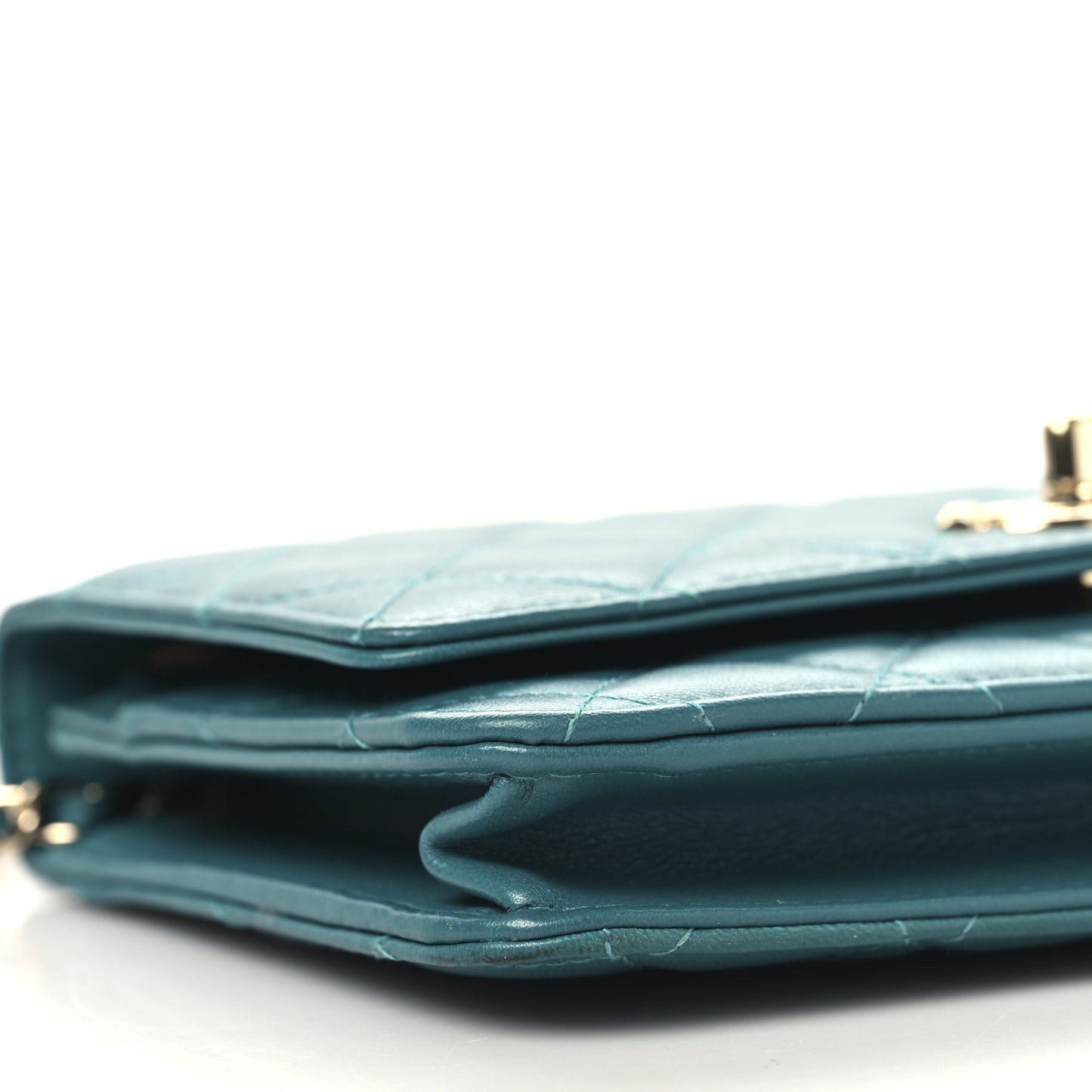 Lambskin Quilted Trendy CC Wallet On Chain WOC Green