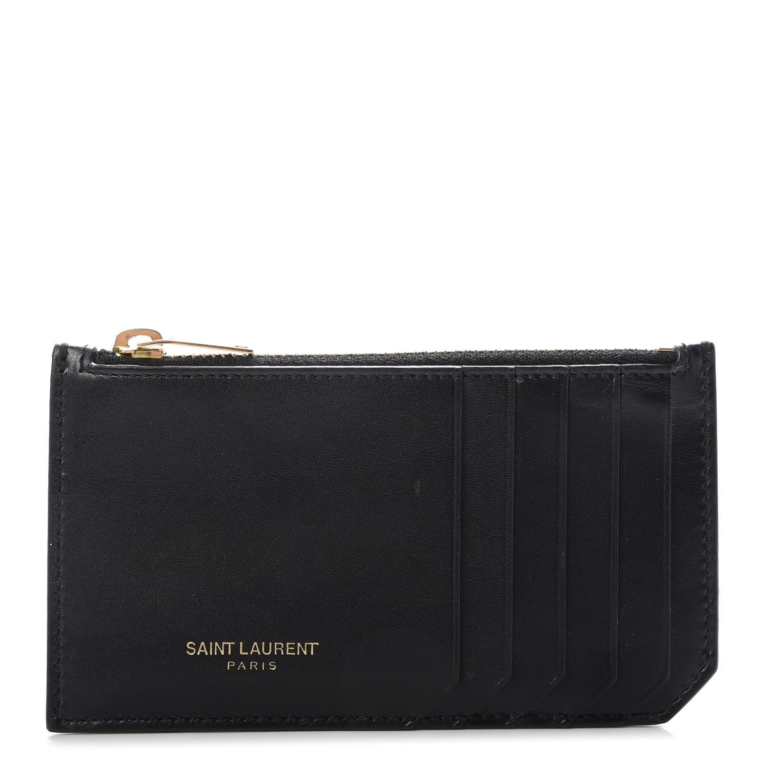 Saint Laurent Calfskin 5 Fragments Zip Pouch Card Holder Black 1 of 11