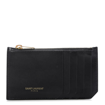 Saint Laurent Calfskin 5 Fragments Zip Pouch Card Holder Black 1 of 11