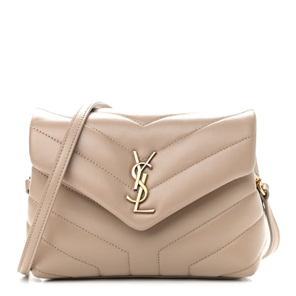 Saint Laurent Calfskin Y Quilted Monogram Toy Loulou Crossbody Bag Dark Beige 1 of 10