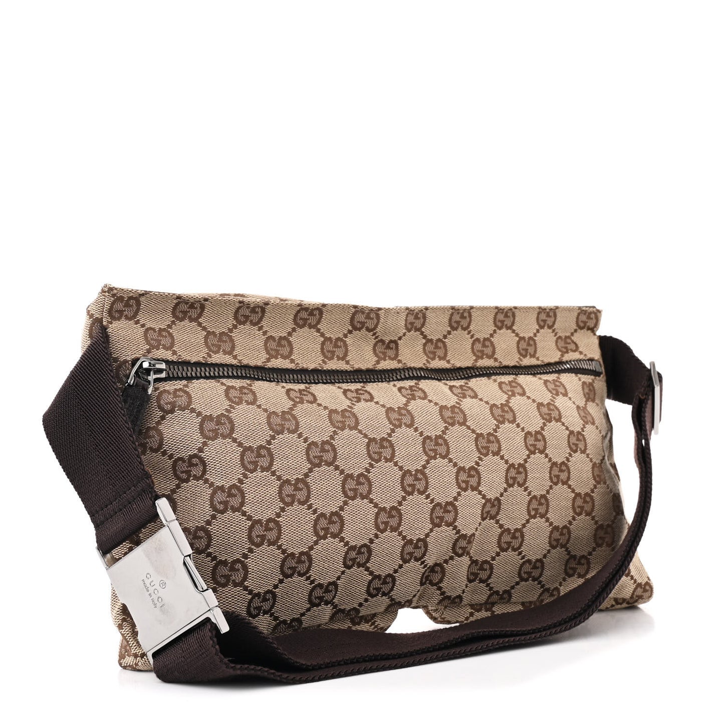GG Monogram Double Pocket Belt Bag Dark Brown