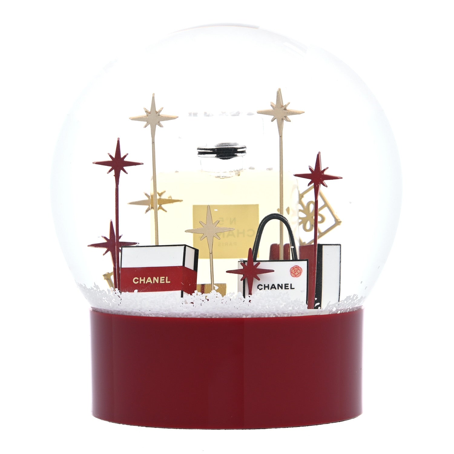 Chanel Glass N°5 Perfume Bottle Snow Globe Red 4 of 6