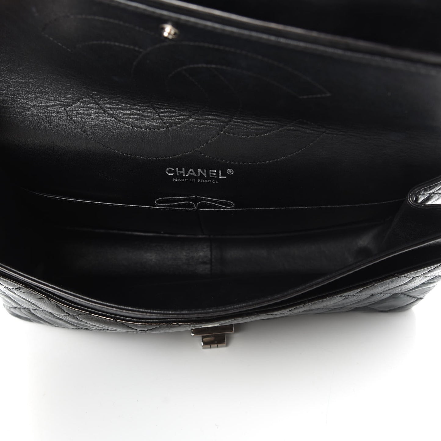 Glazed Aged Calfskin Quilted 2.55 Reissue 227 Flap Black