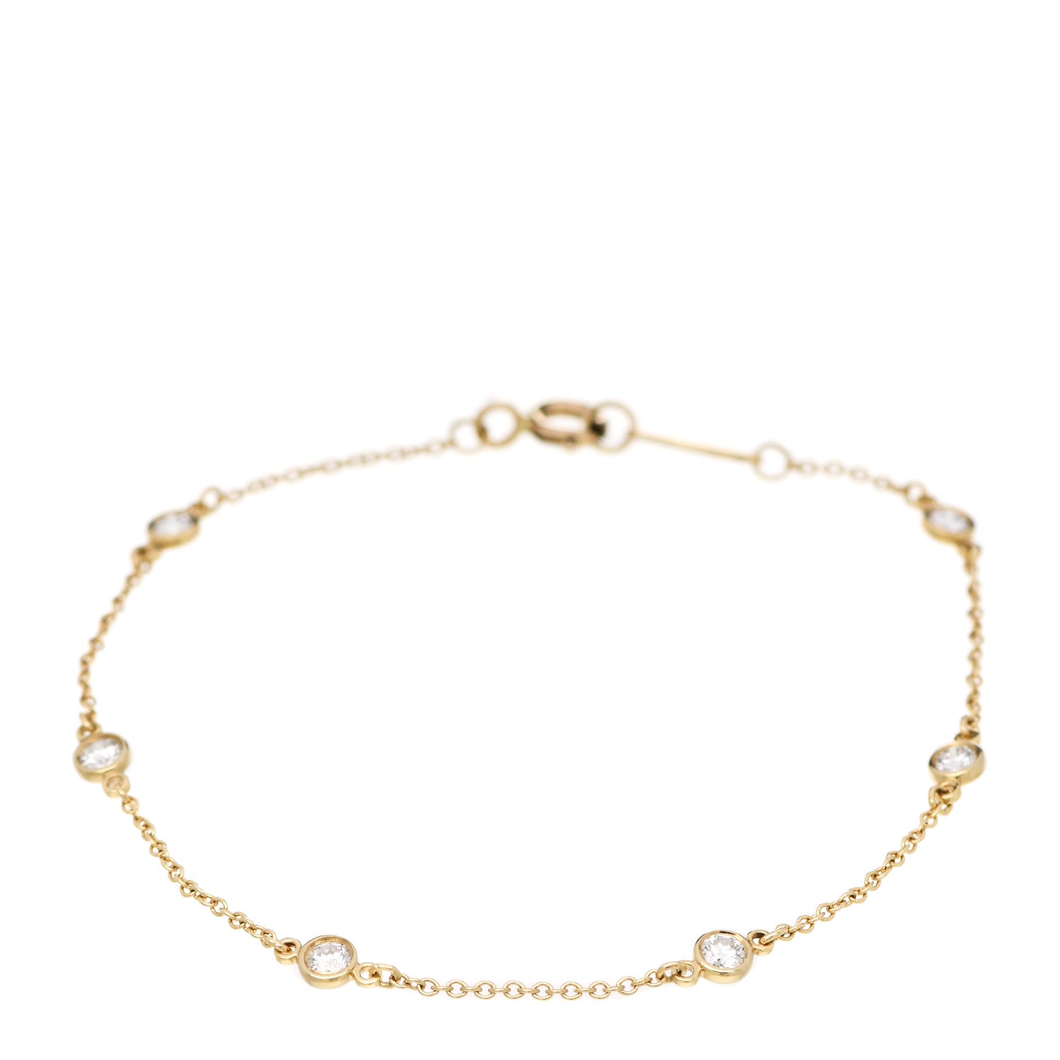 Tiffany 18K Yellow Gold Diamond .30ctw Elsa Peretti Diamonds by the Yard Station Bracelet 1 of 6