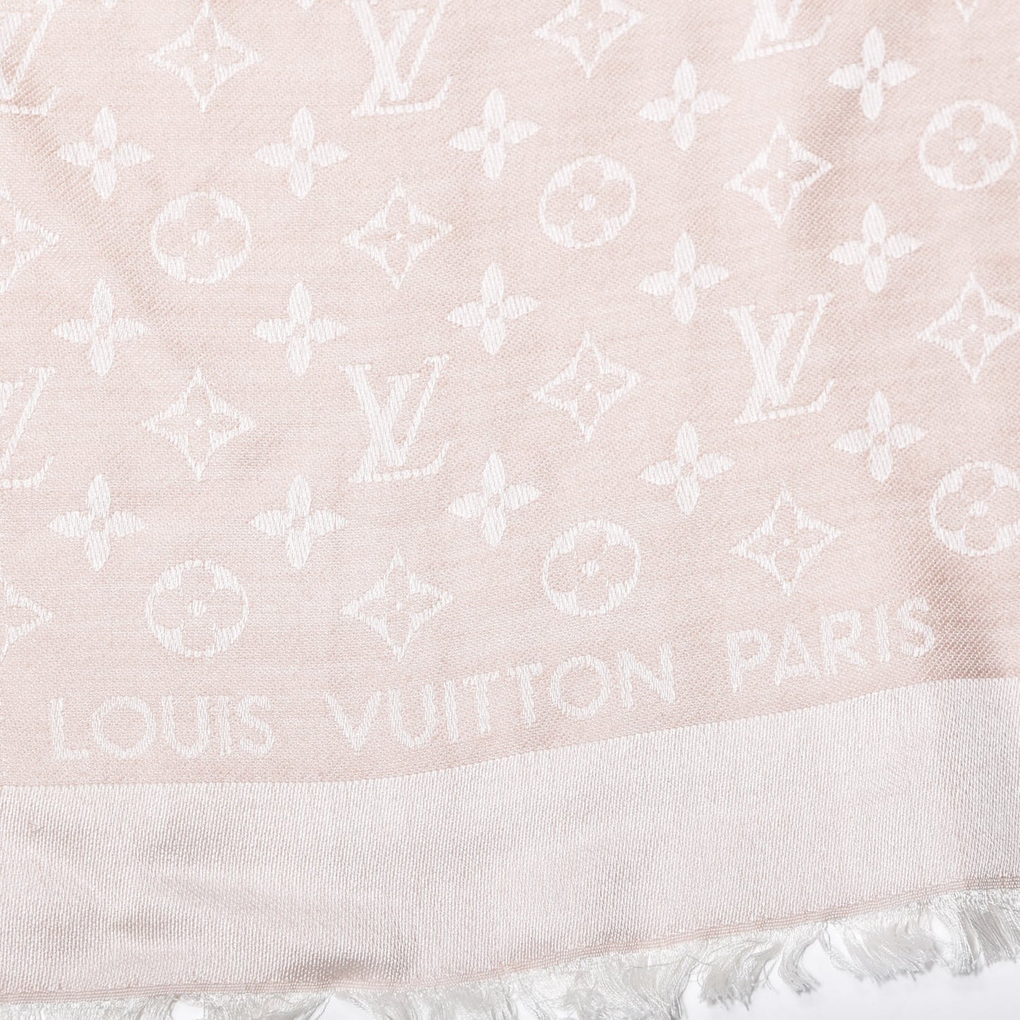 Silk Wool Monogram Denim Shawl Pink