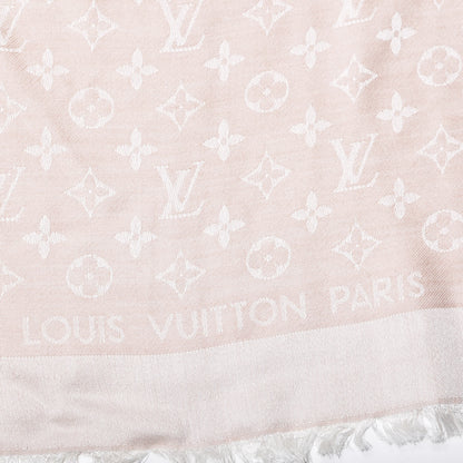 Louis Vuitton Silk Wool Monogram Denim Shawl Pink 2 of 4