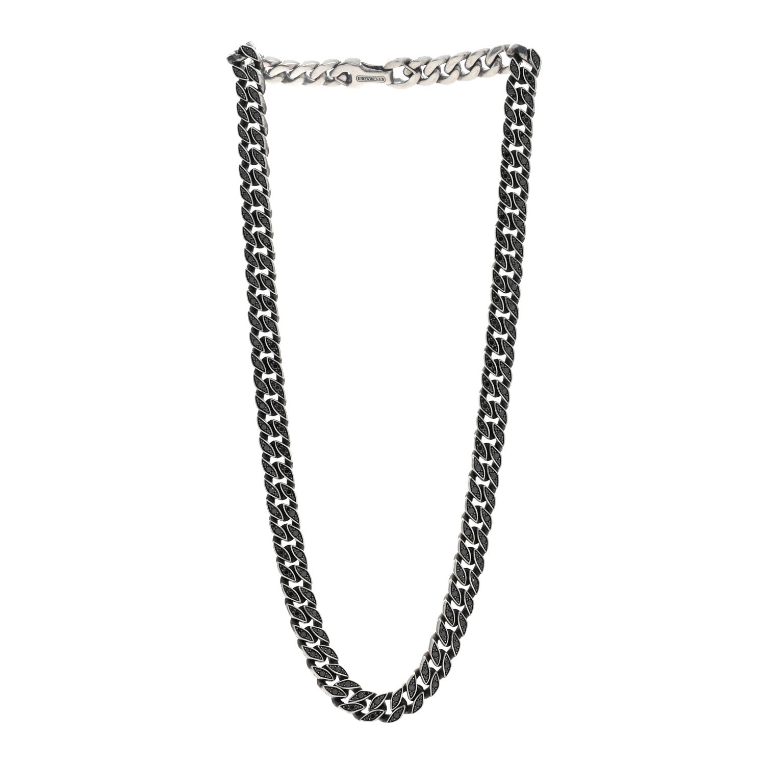David Yurman Sterling Silver Black Diamond 11.5mm Curb Chain Necklace 24" 2 of 4