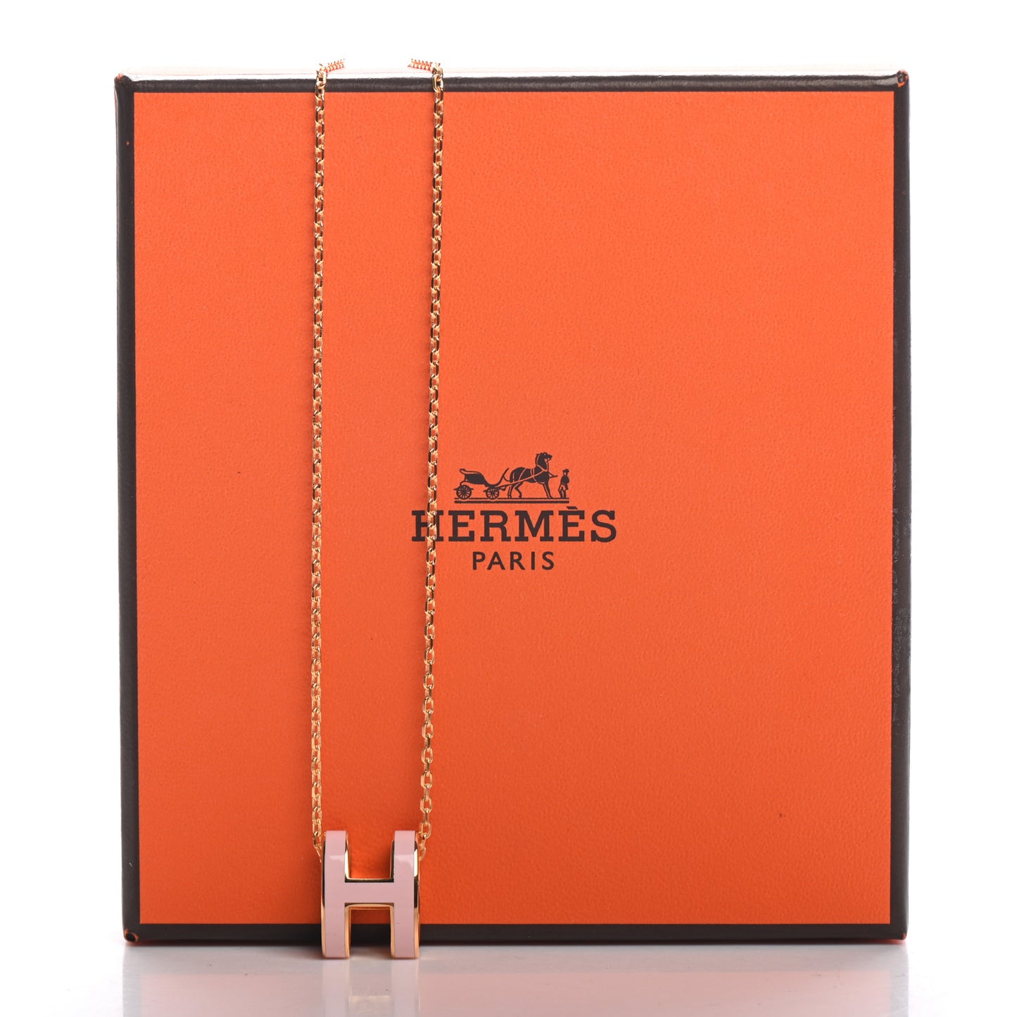 Lacquered Rose Gold Pop H Pendant Necklace Rose Dragee