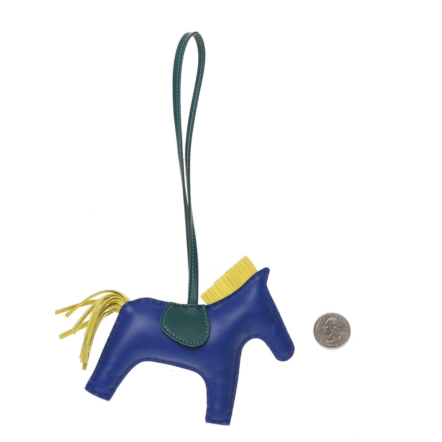 Hermes Milo Lambskin Grigri Rodeo Horse Bag Charm MM Bleu Electrique Lime Vert Fonce 2 of 4