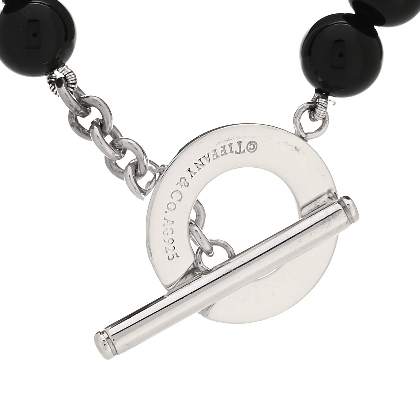 Sterling Silver Black Onyx Bead Toggle Necklace