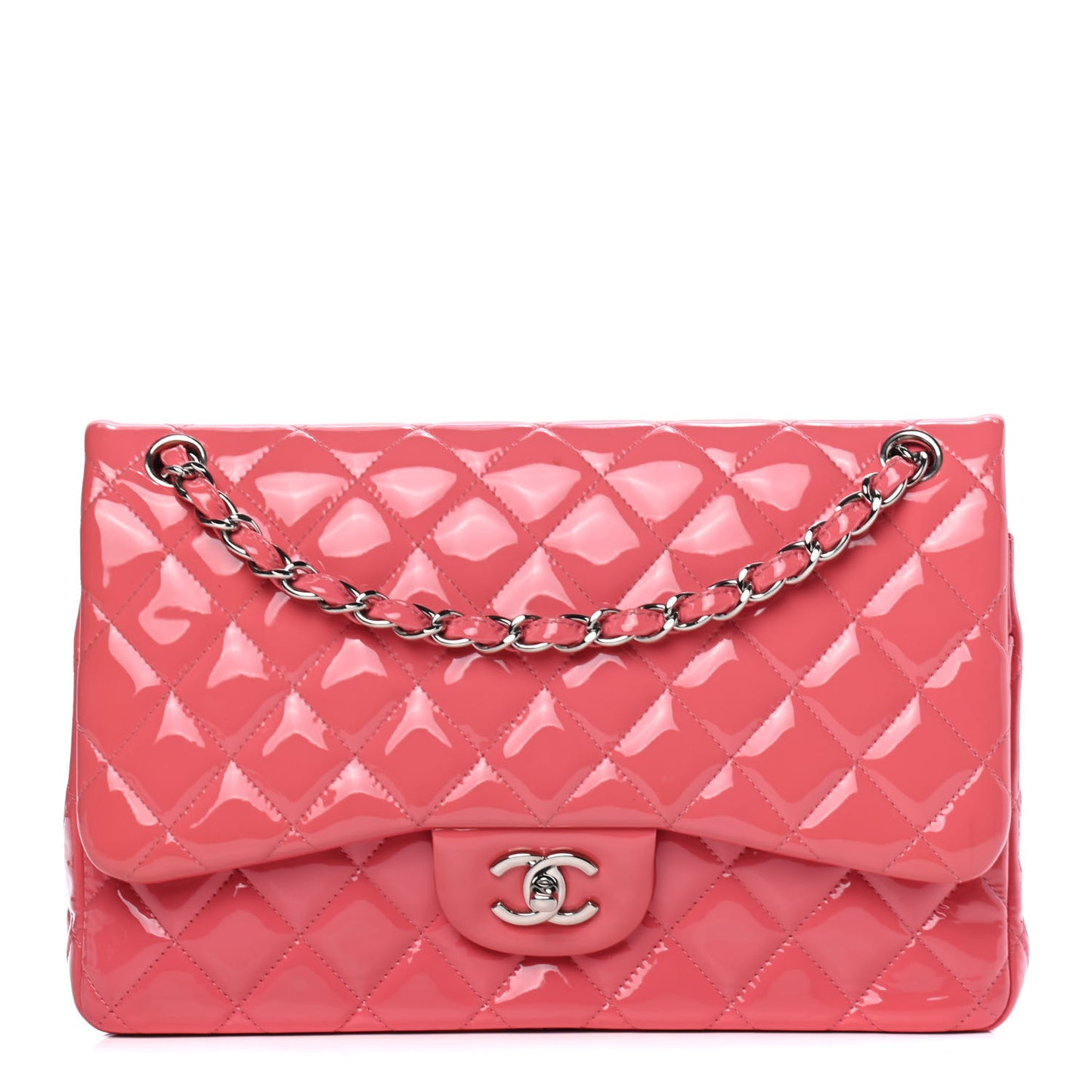 Patent Quilted Jumbo Double Flap Pink
