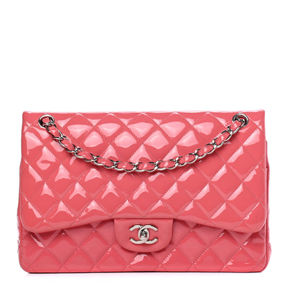 Chanel Patent Quilted Jumbo Double Flap Pink 1 of 4