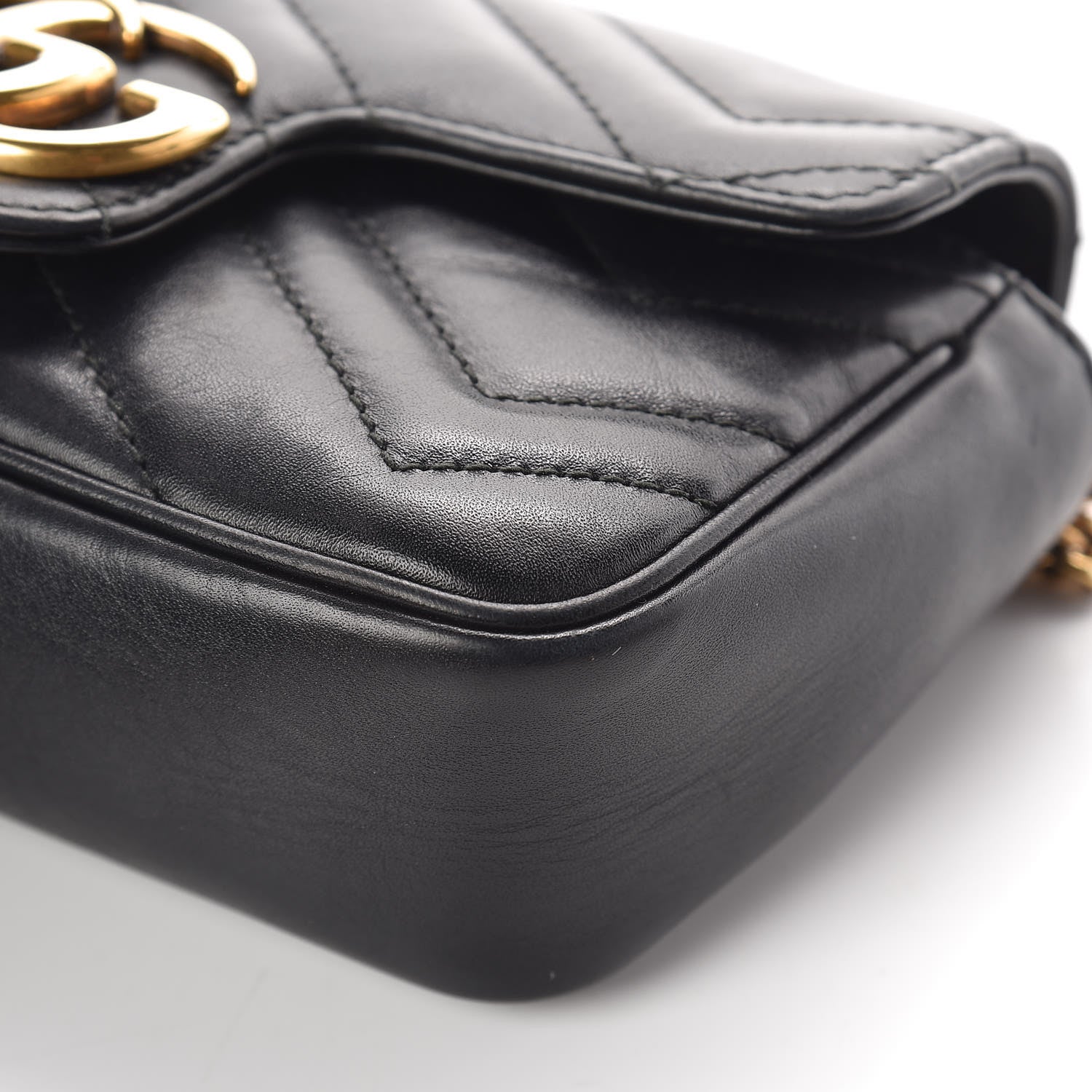 Gucci Calfskin Matelasse Super Mini GG Marmont Shoulder Bag Black 11 of 14