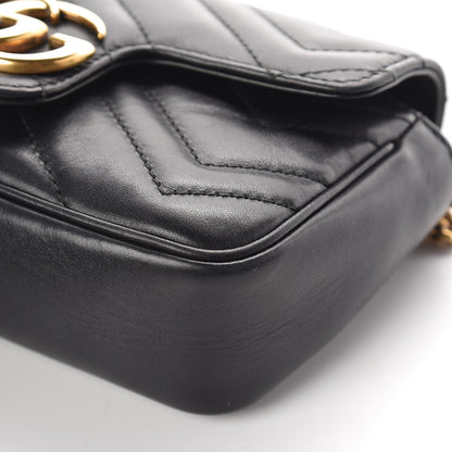 Gucci Calfskin Matelasse Super Mini GG Marmont Shoulder Bag Black 11 of 14