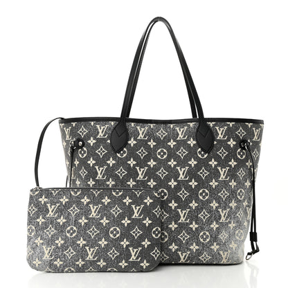 Louis Vuitton Denim Monogram Jacquard Neverfull MM Grey 3 of 10