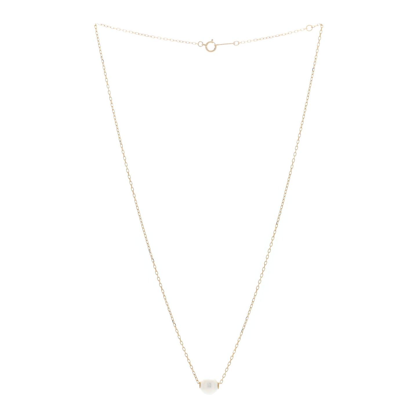 18K Yellow Gold Akoya Pearl 8mm Single Pendant Necklace