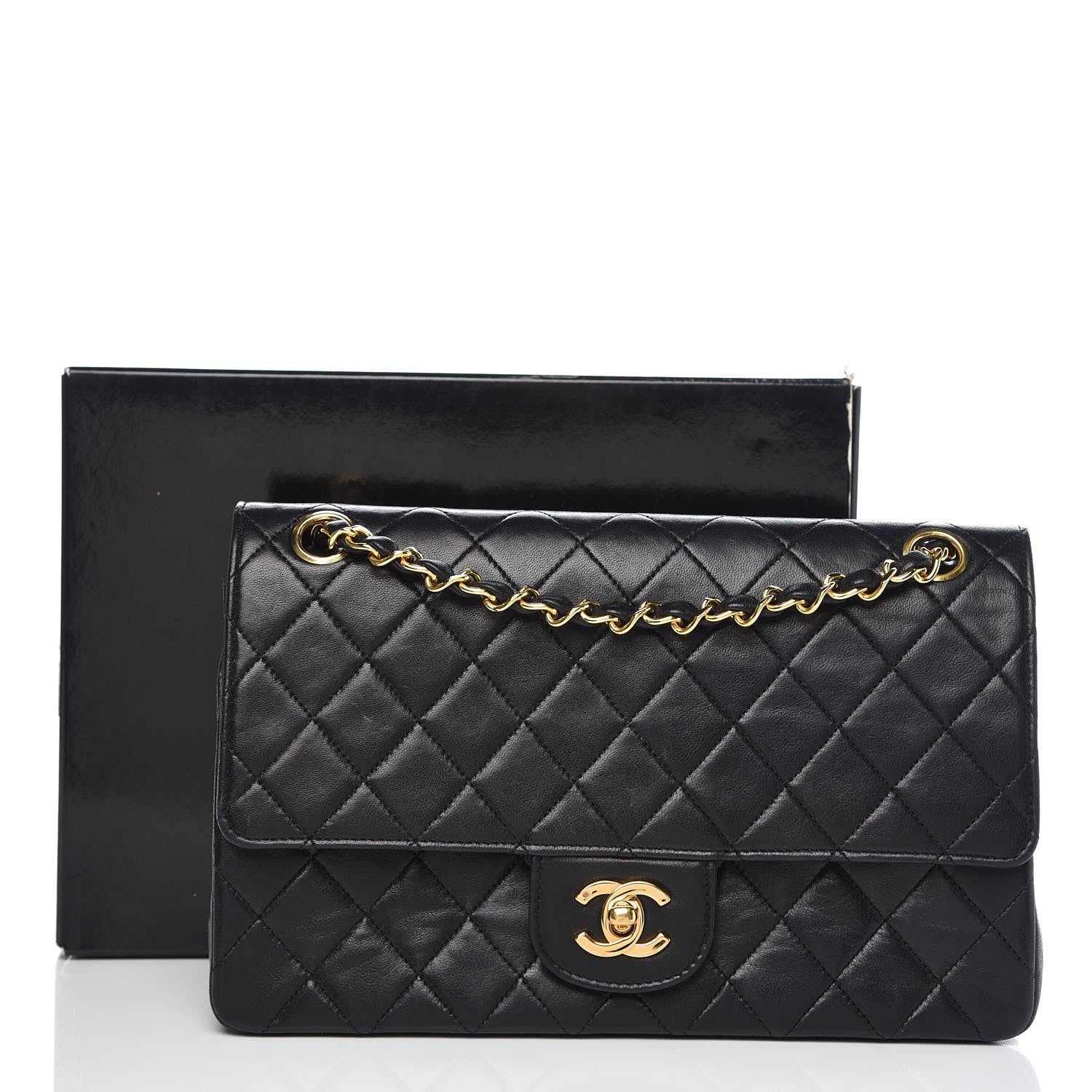 Chanel Lambskin Quilted Medium Double Flap Black 12 of 12