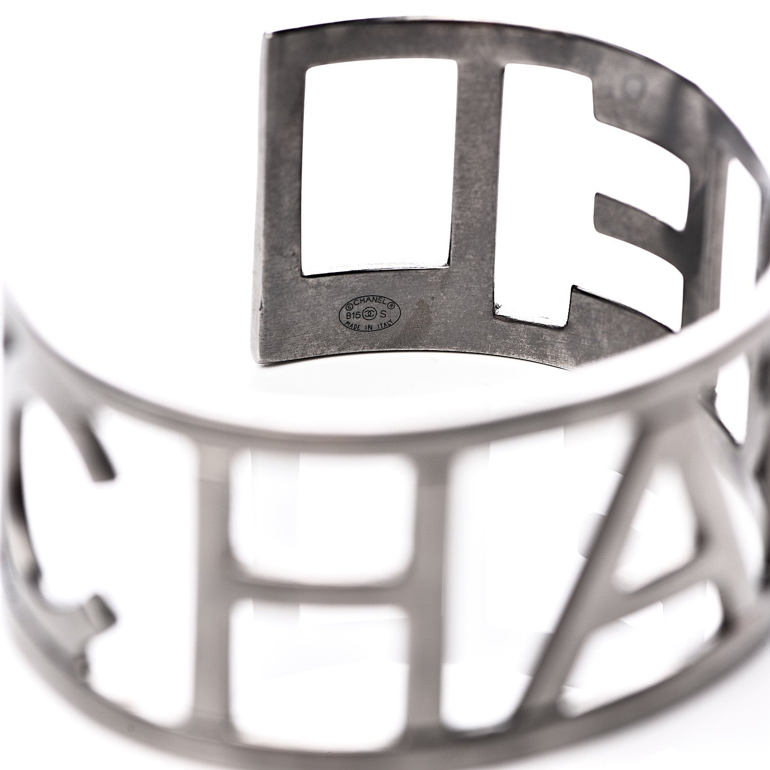 Chanel Metal Logo Cuff Silver 3 of 3