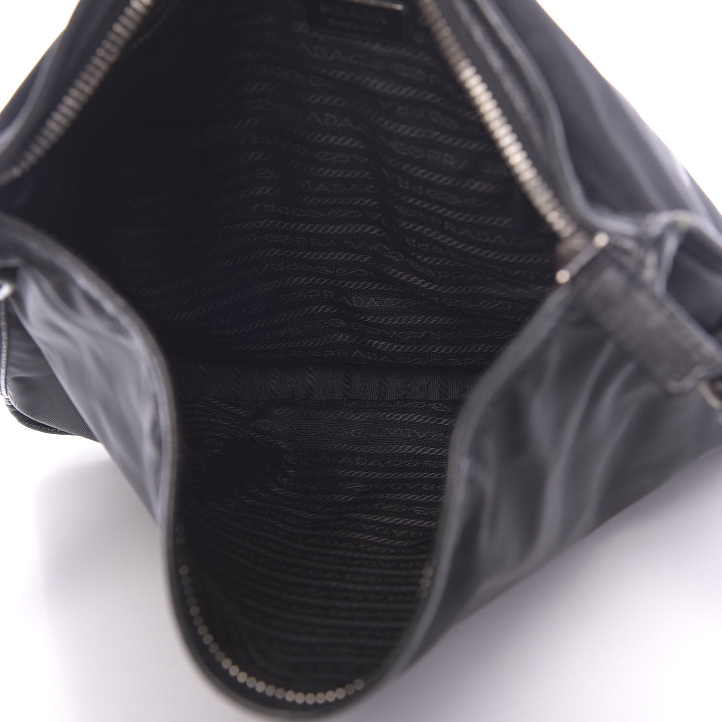 Nylon Flat Messenger Bag Black