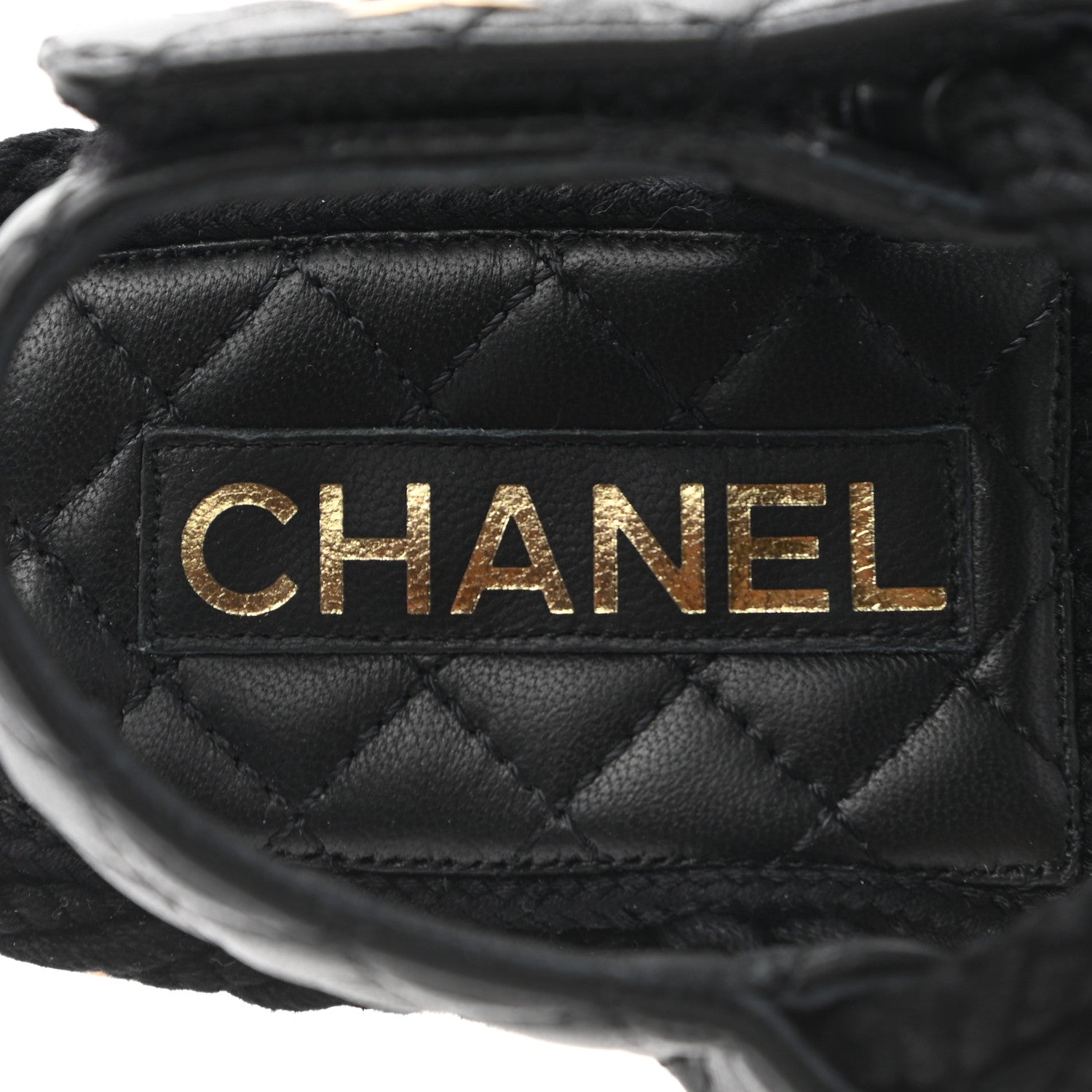 Chanel Cord Lambskin Quilted Logo Sandals 35 Black 6 of 9