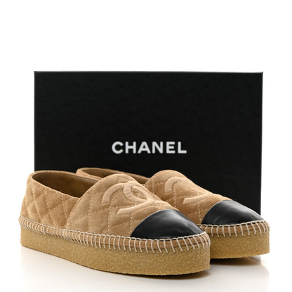 Chanel Suede Quilted CC Espadrilles 40 Beige Black 9 of 9