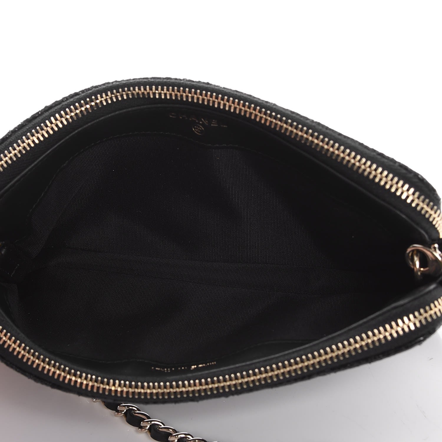 Chanel Crackled Patent Calfskin Quilted Small Clutch With Pearl Chain Black 5 of 11