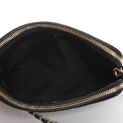 Chanel Crackled Patent Calfskin Quilted Small Clutch With Pearl Chain Black 5 of 11