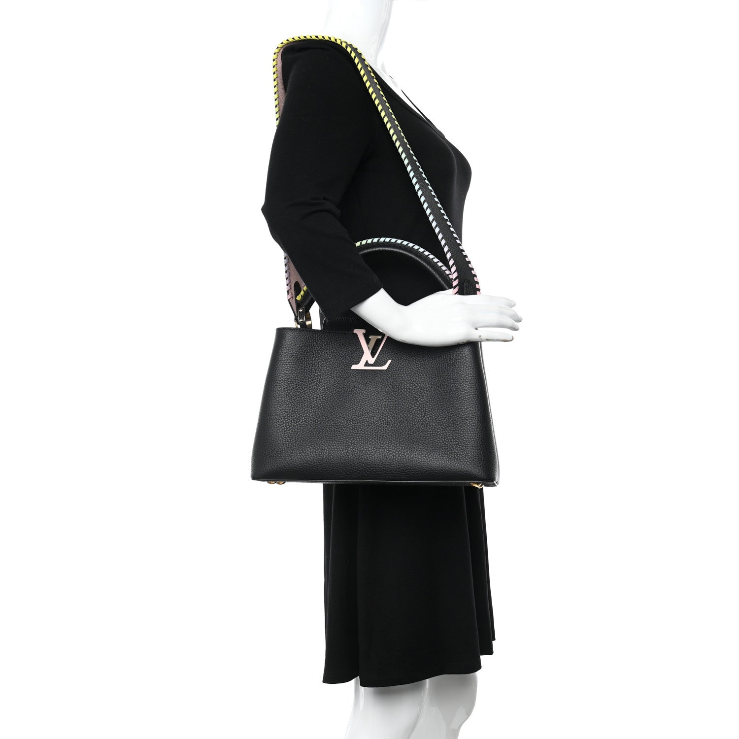 Louis Vuitton Taurillon Capucines MM Rainbow Black 2 of 9