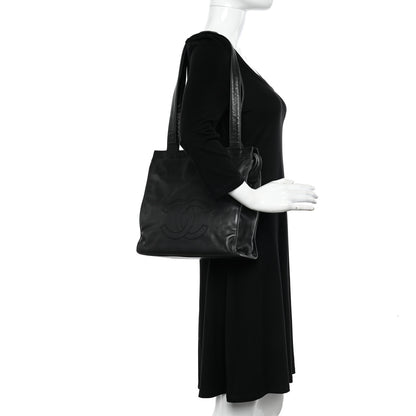 Chanel Lambskin CC Stitched Logo Tote Black 2 of 12